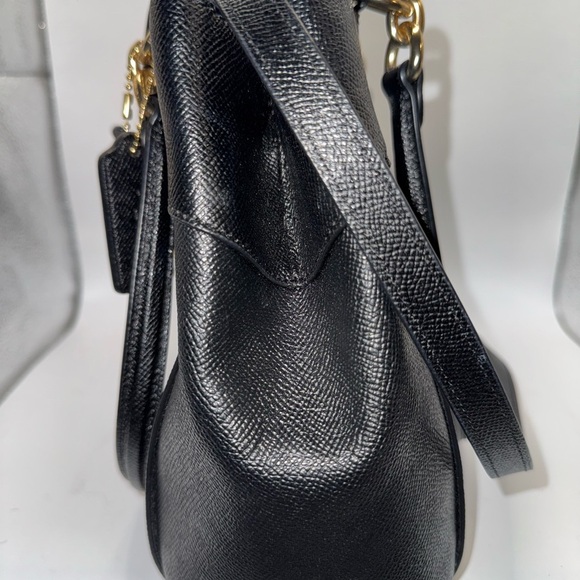 Black Coach Crossgrain Leather Satchel Tote Bag Gold Hardware Like New - Picture 7 of 11
